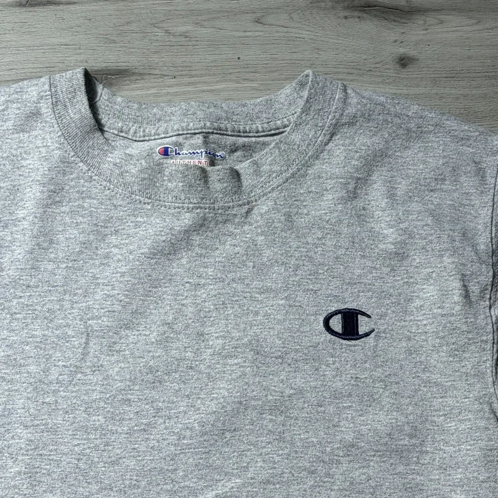 Champion Authentic Gray Embroidered Logo T Shirt Mens Small VTG Streetwear - Picture 2 of 7